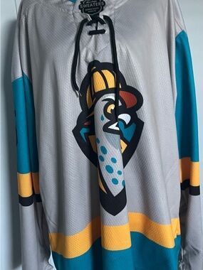 Custom Duck Hockey Jersey Men’s League Sweaters SALICCO #55 Teal Yellow Adult L